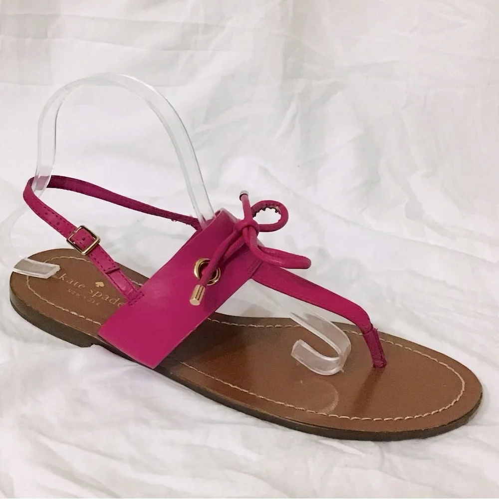 KATE SPADE Pink Leather Thong Flat Sandals